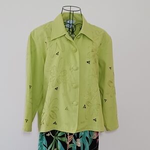 Vintage Great Cavalier By St. Paul 100% Silk Jacket Chartreuse Green Size PM